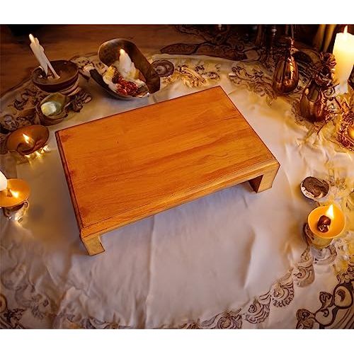 Hutson Wooden Pidha/Puja Chowki/Puja Asana/Puja Bajot Made of Single Wood Smooth Polish Wooden All Purpose Chowki (Pack of 1}
