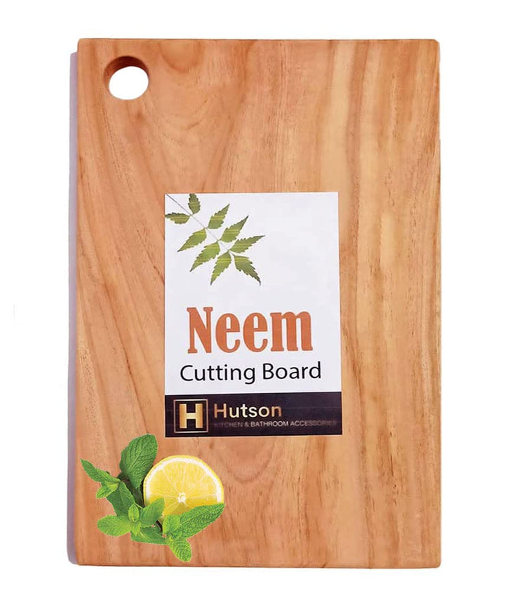 Hutson Neem Wood Handmade Chopping Board – 35 x 23 x 2.2 cm | Reversible, Antibacterial, Eco-Friendly Kitchen Cutting Board