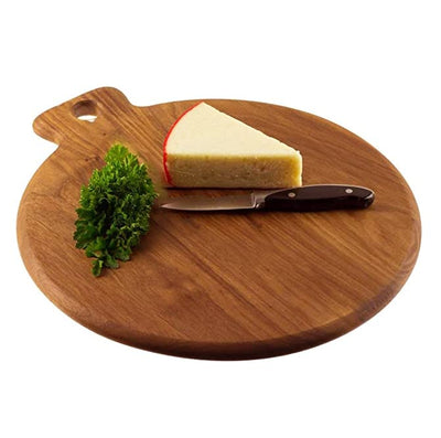 Hutson Acacia Wood Round Cutting & Serving Board | Eco-Friendly Chopping Board for Kitchen Use