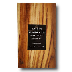 LUMINOCITI Teak Wood Cutting Board | Solid Block Chopping Board 14