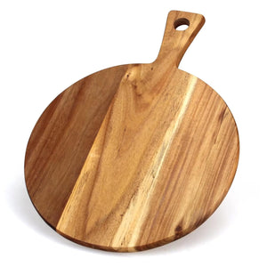 Timblaze Round Acacia Wood Cutting Board with Handle | Charcuterie & Serving Board for Meat, Cheese, Bread & Vegetables