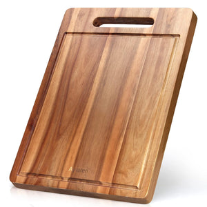 Hutson Handmade Acacia Wood Cutting Board with Handle – 15