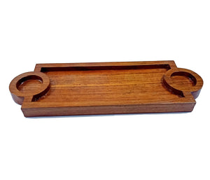 Hutson Sheesham Wood Appetizer Platter | 3-Compartment Tray for Momos, Snacks, Fries & Dips