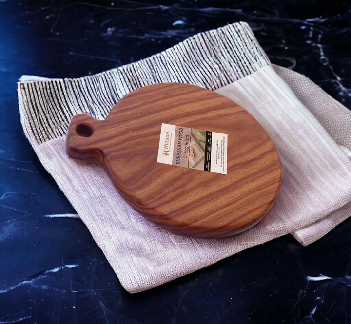 Hutson Premium Sheesham Wood Round Chopping Board – 12 x 10 inches | Handcrafted, Eco-Friendly Cutting & Serving Board