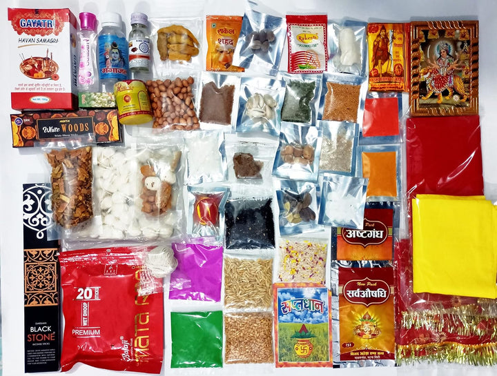 Hutson Navratri & Navdurga Puja Samagri Kit | 50+ Items for Durga Pujan, Diwali, Lakshmi, & Hawan