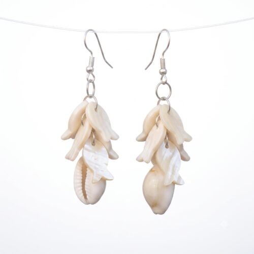 Cowrie Fish Layered Shell Earrings