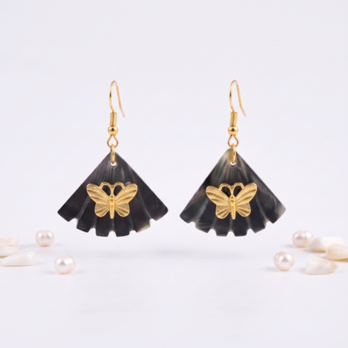 Black Horn Butterfly Dangle Earrings